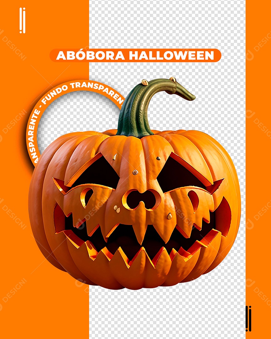 Abóbora Assustadora de Halloween Elemento 3D para Composição PSD