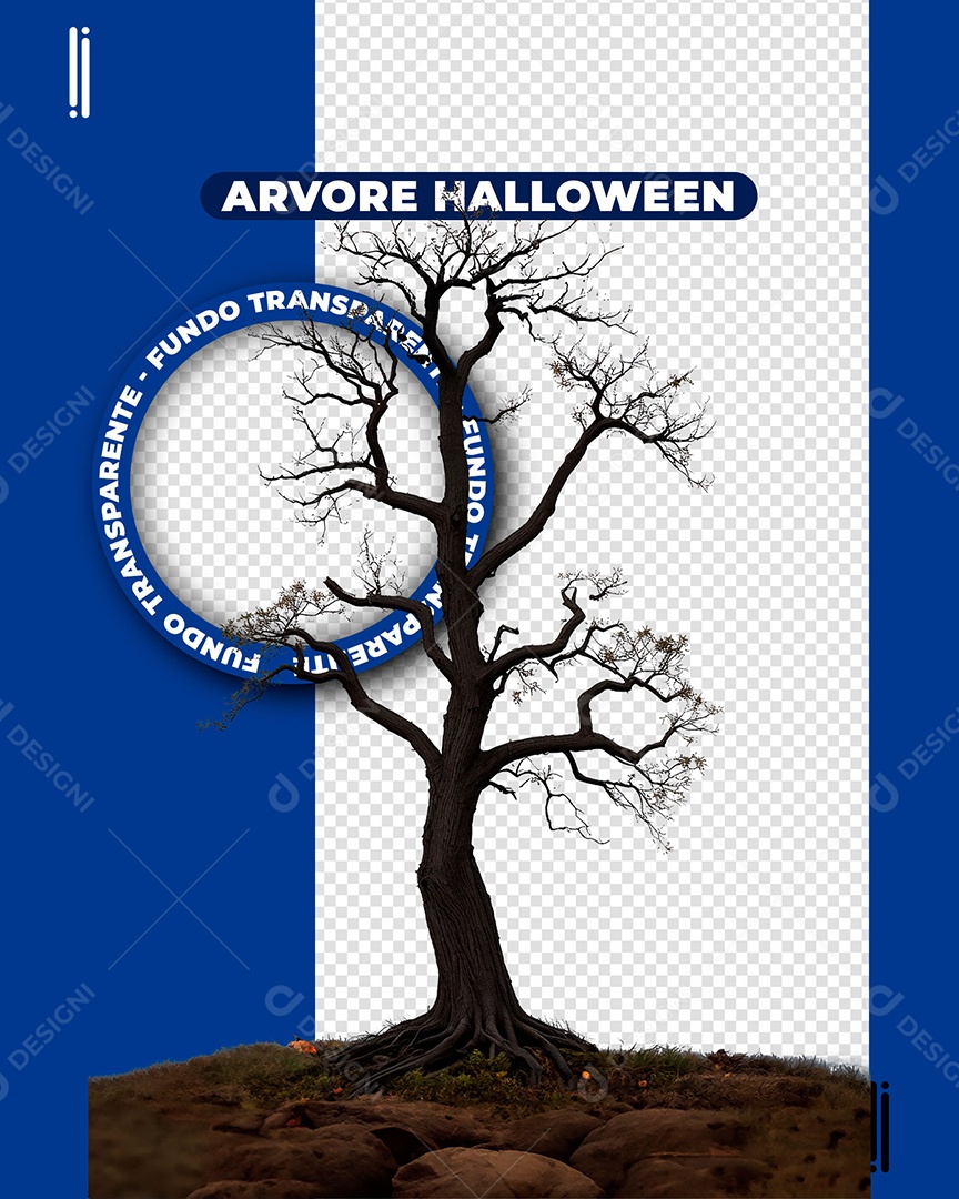 Árvore Assombrada Halloween Elemento 3D para Composição PSD