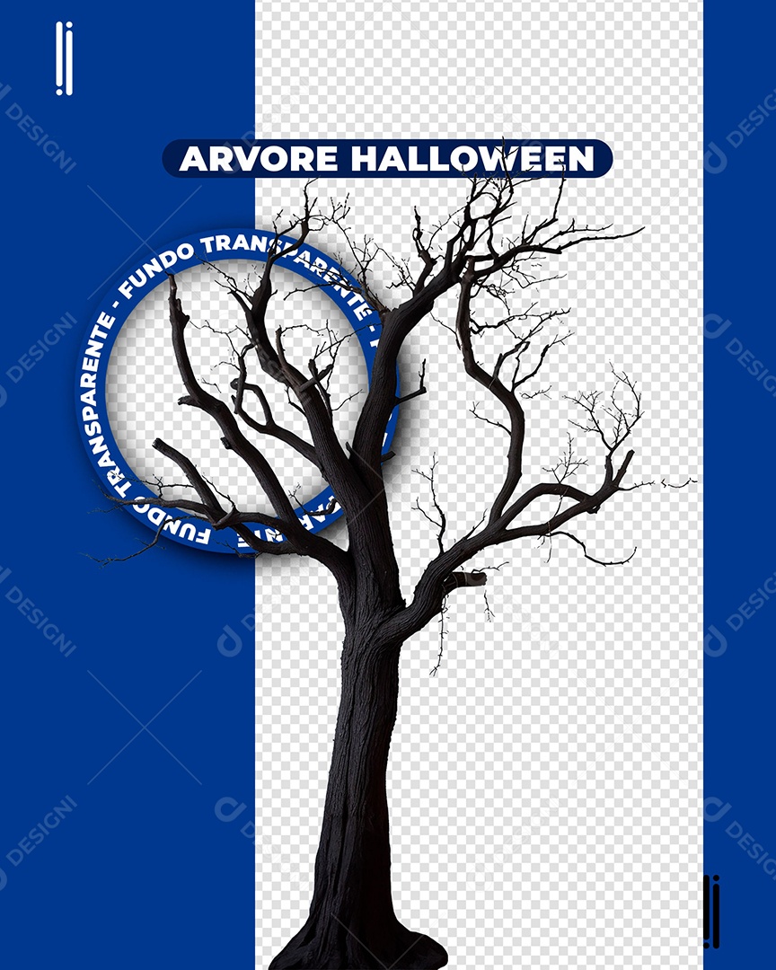 Árvore Assombrada Halloween Elemento 3D para Composição PSD