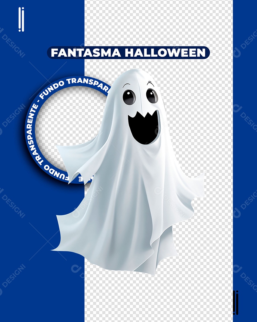 Fantasma Branco Assustador de Halloween Elemento 3D para Composição PSD