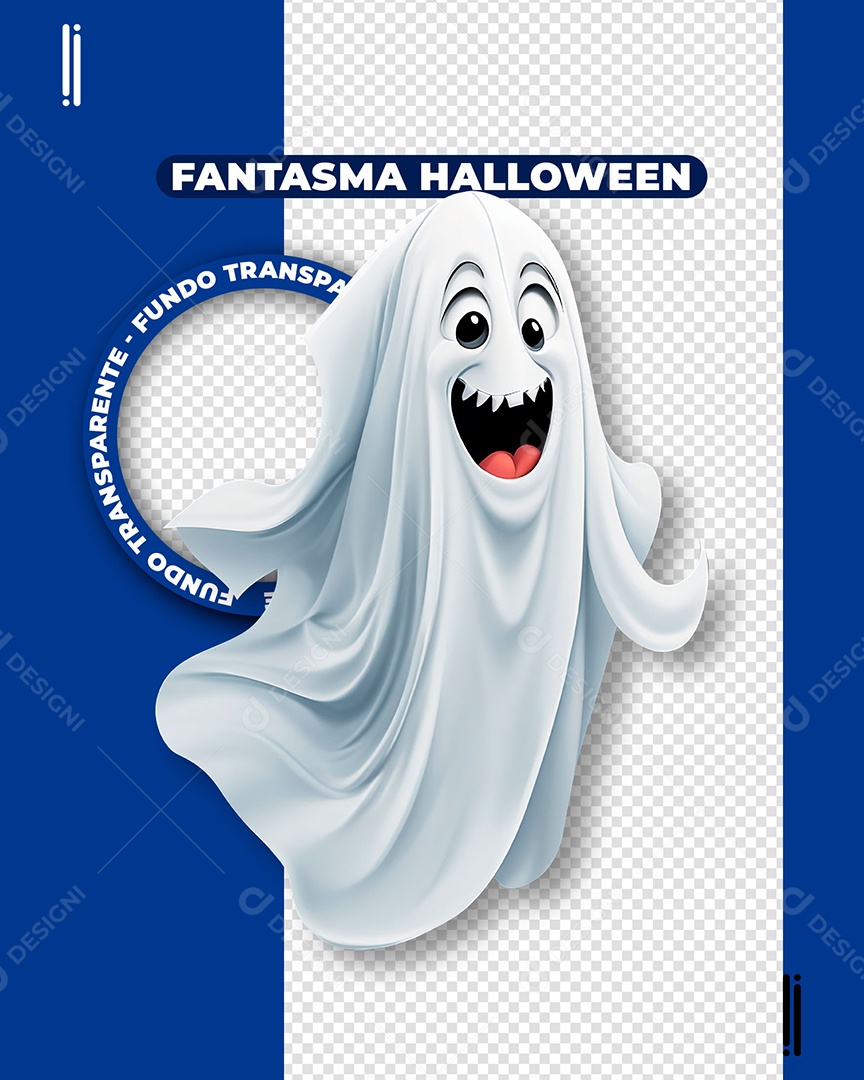 Fantasma Branco Assustador de Halloween Elemento 3D para Composição PSD