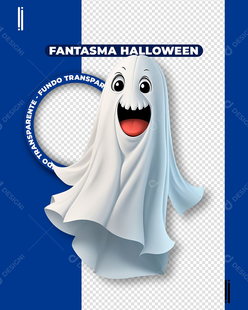 Fantasma Assustador de Halloween Elemento 3D para Composição PSD