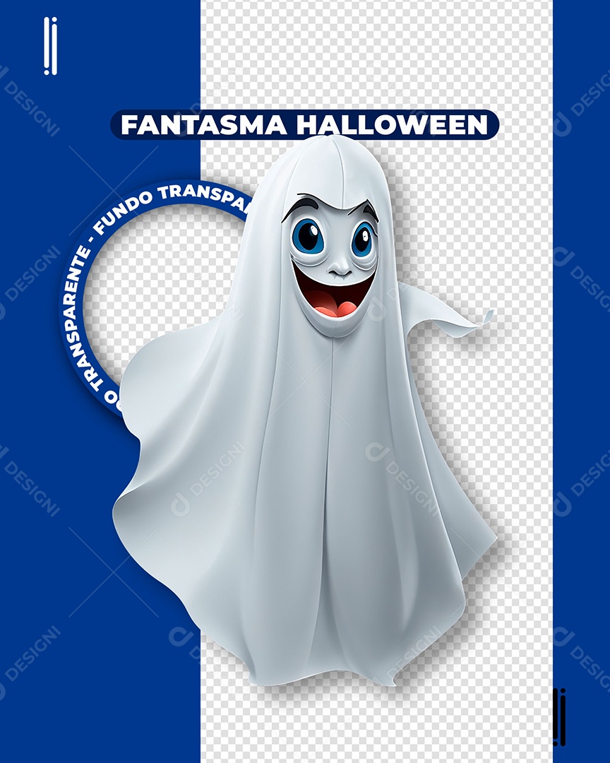 Fantasma Assustador de Halloween Elemento 3D para Composição PSD