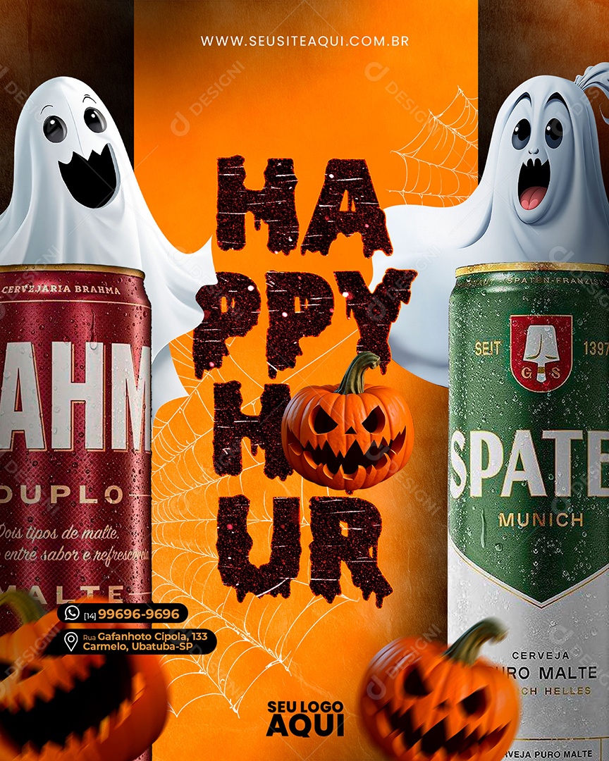 Social Media Halloween Happy Hour Beer Brahma Spaten Social Media PSD Editable