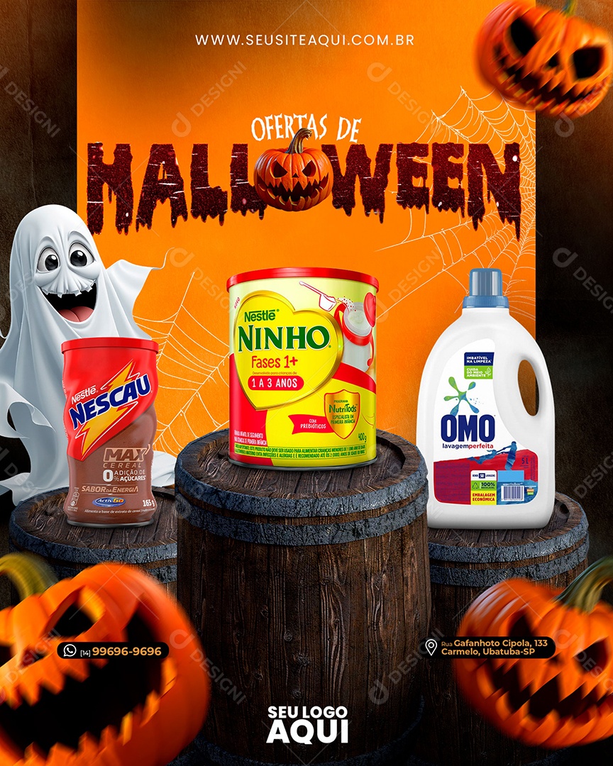 Social Media Ofertas De Halloween Achocolatado Nescau Nestle Leite Ninho Nestle Amaciante de Roupa PSD Editável