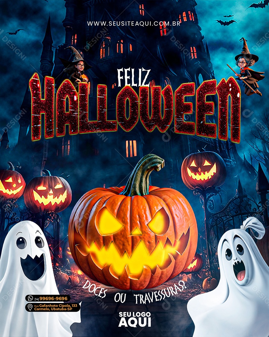 Social Media Feliz Halloween Doces ou Travessuras PSD Editável