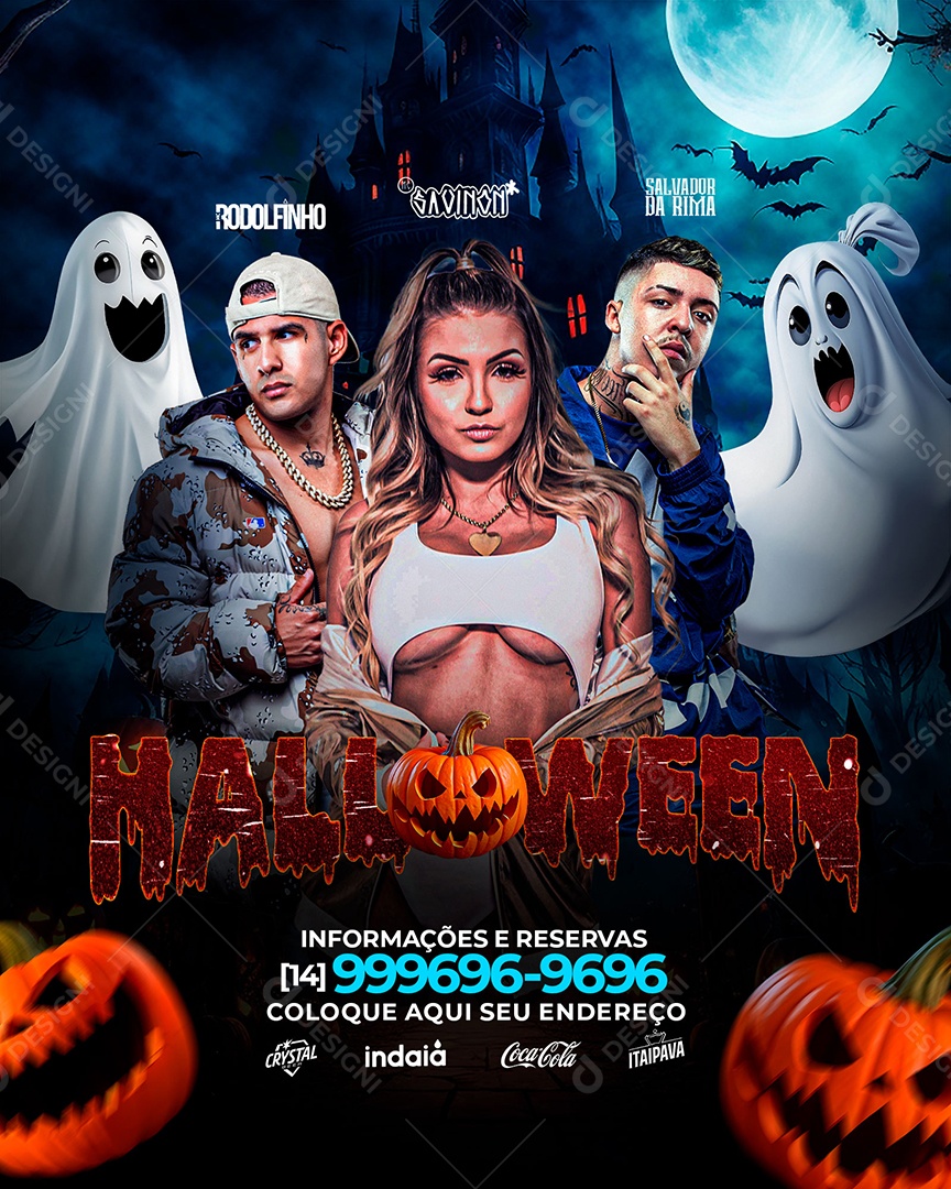 Social Media Flyer Halloween Rodolfinho Savinon Salvador Da Rima PSD Editável
