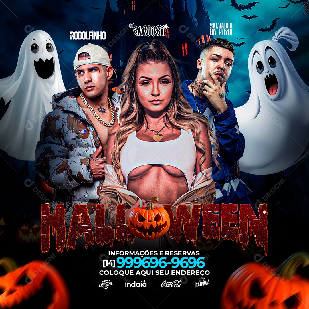 Flyer Halloween Rodolfinho Savinon Salvador Da Rima Social Media PSD Editável