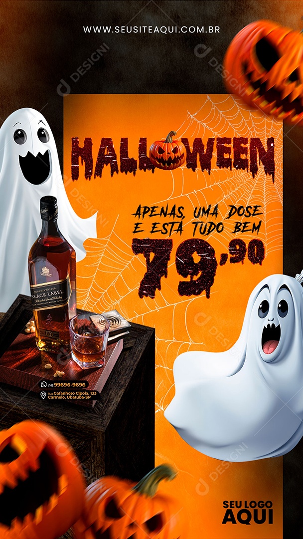 Story Halloween Whisky Black Label Apenas uma Dose e Está Tudo Nem Social Media PSD Editável