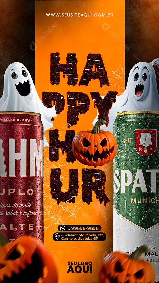 Halloween Happy Hour Cerveja Brahma  Spaten Social Media PSD Editável