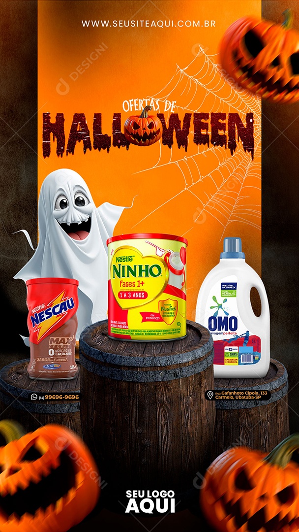 Story Ofertas De Halloween Achocolatado Nescau Nestle Leite Ninho Nestle Amaciante de Roupa Social Media PSD Editável