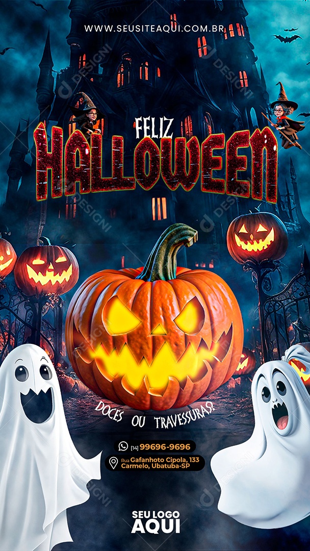 Story Feliz Halloween Doces ou Travessuras Social Media PSD Editável