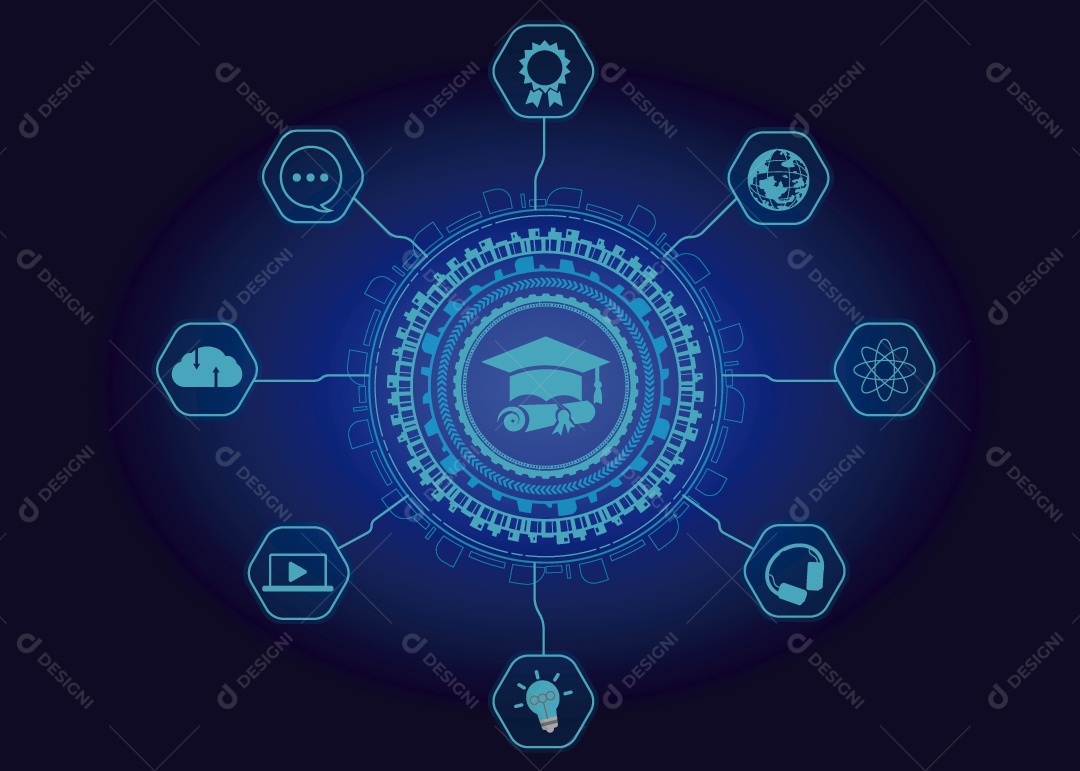 Conceito de Educação Online Ilustração Vetor EPS