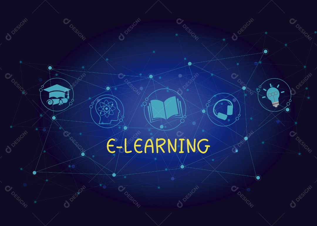 Conceito de Educação Online Ilustração Vetor EPS