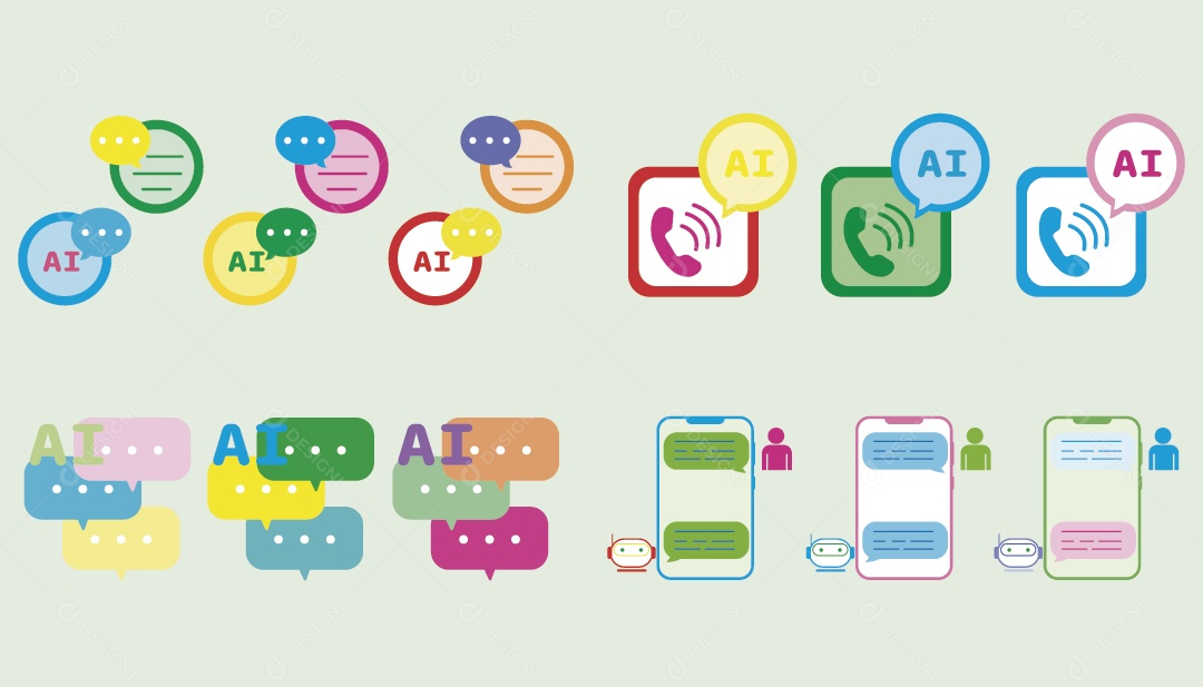 Conjunto de Ícones de Mensagens Ilustração Vetor EPS