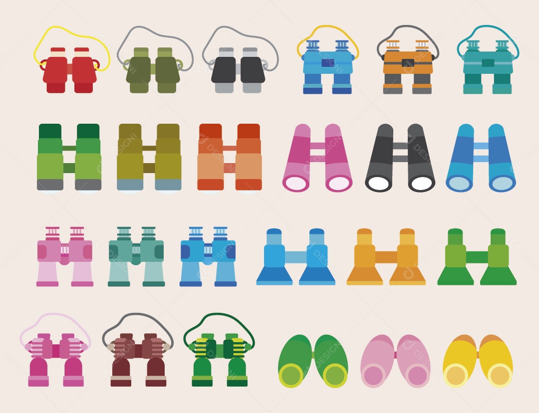 Conjunto de Ícones de Binóculo Ilustração Vetor EPS