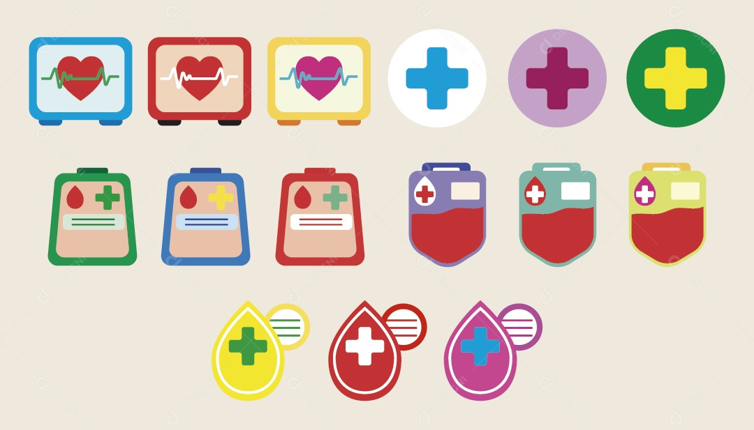 Conjunto de Ícones Médicos Ilustração Vetor EPS