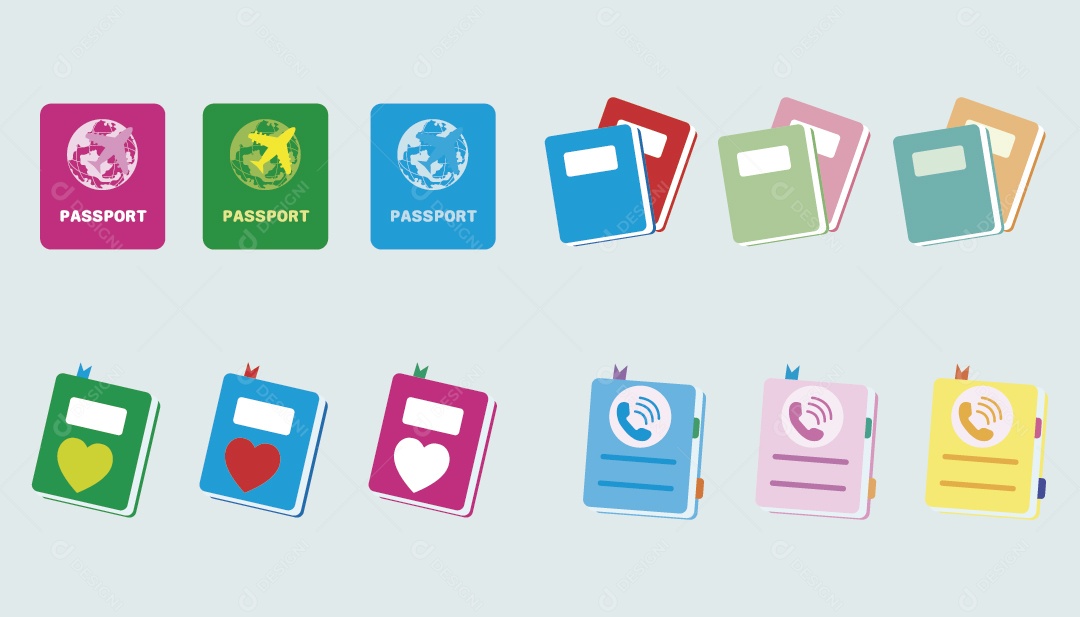 Conjunto de Ícones de Livro Ilustração Vetor EPS