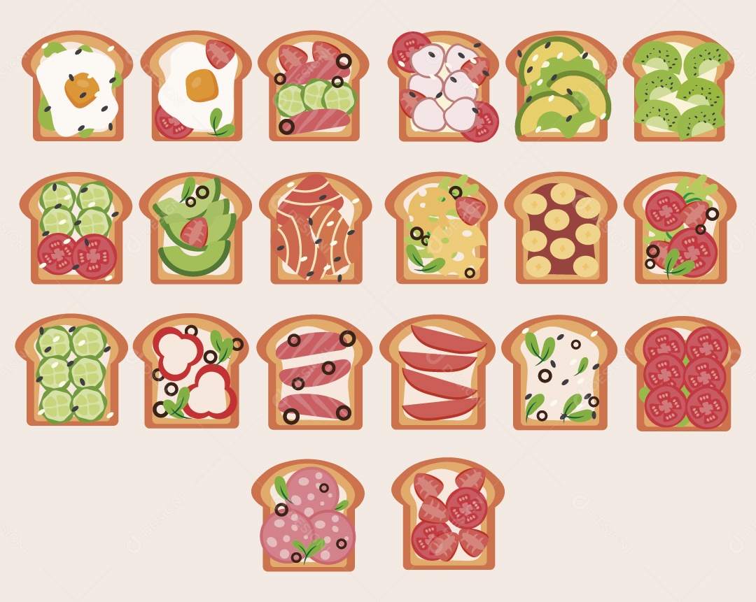 Conjunto de Ícones de Sanduiche Ilustração Vetor EPS