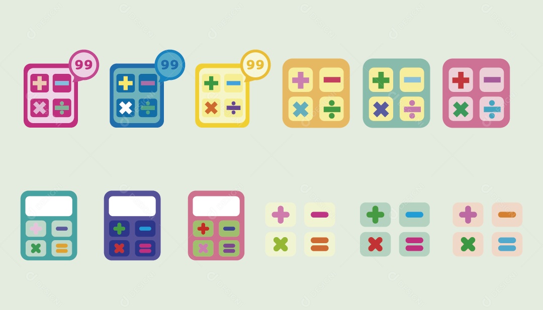 Conjunto de Ícones de Calculadora Ilustração Vetor EPS