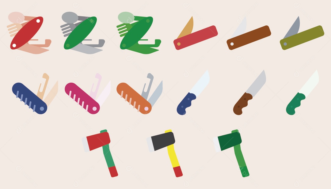 Conjunto de Ícones de Ferramentas de Acampamento Ilustração Vetor EPS