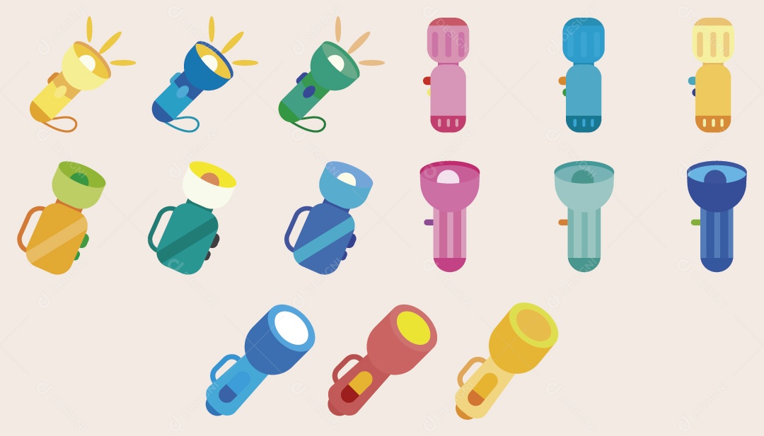 Conjunto de Ícones de Lanterna Ilustração Vetor EPS