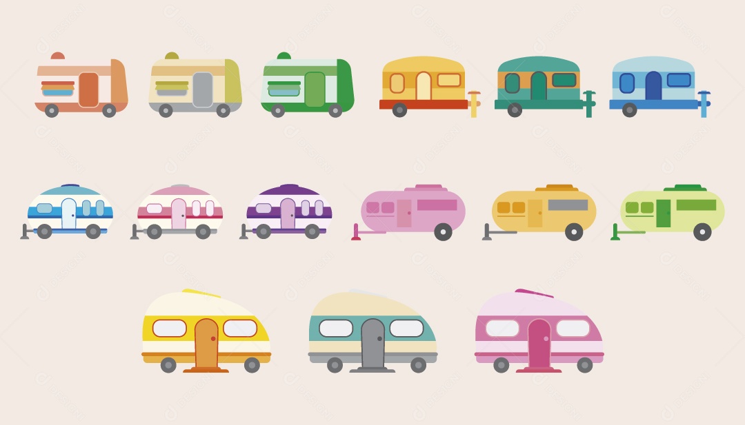 Conjunto de Ícones de Trailer Ilustração Vetor EPS