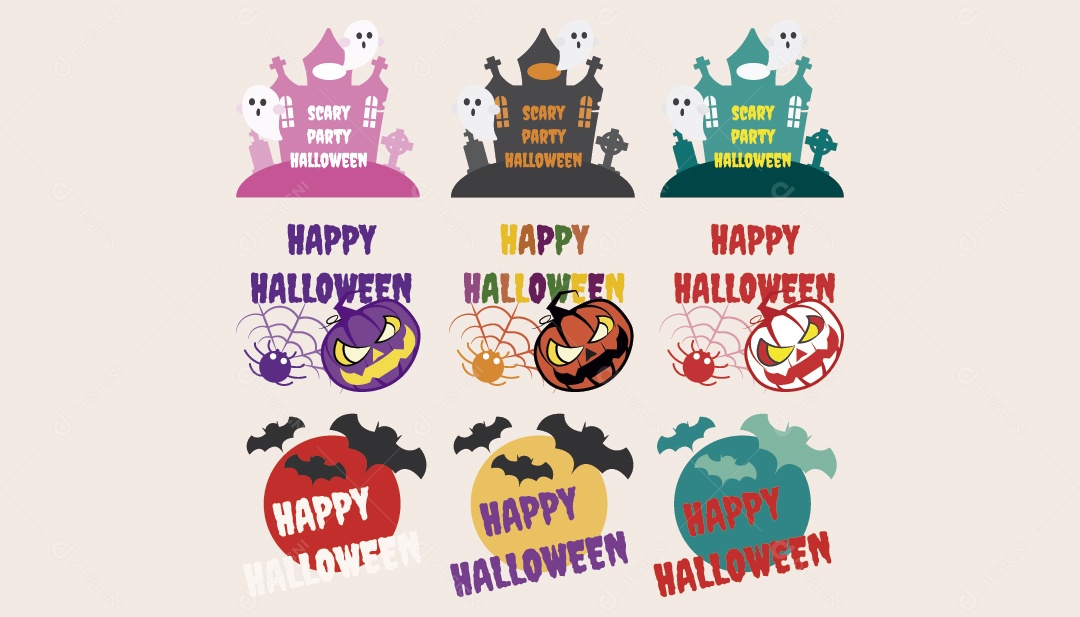 Conjunto de Ícones do Halloween Ilustração Vetor EPS