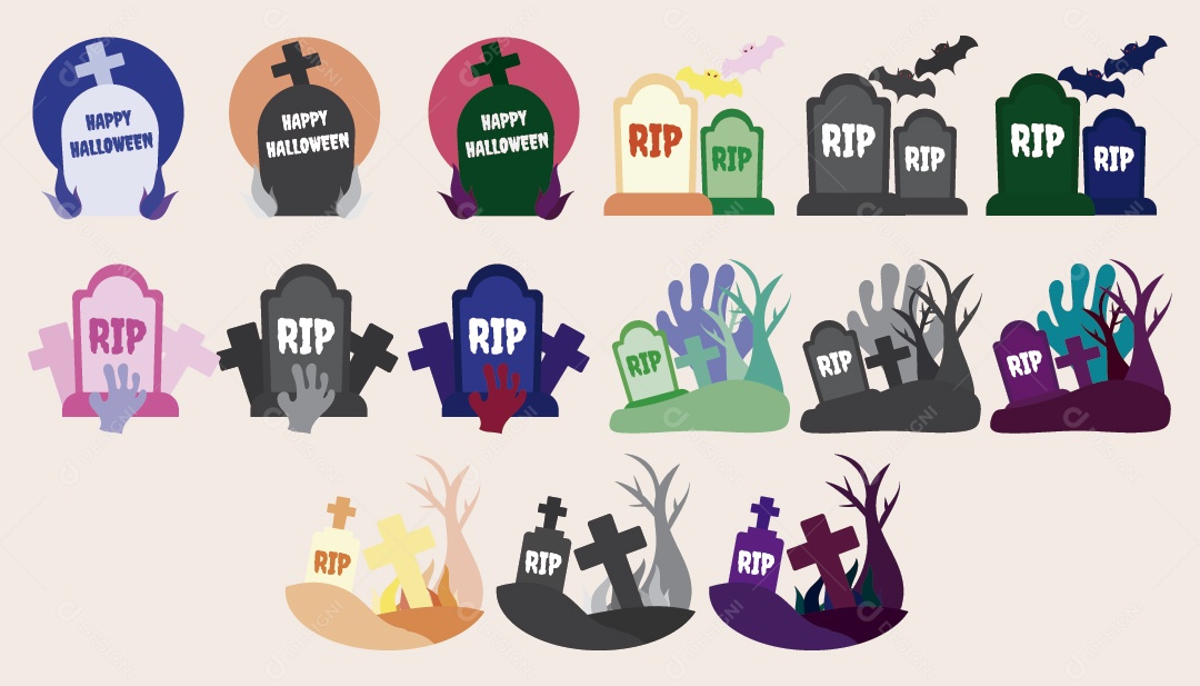 Conjunto de Ícones do Halloween Ilustração Vetor EPS