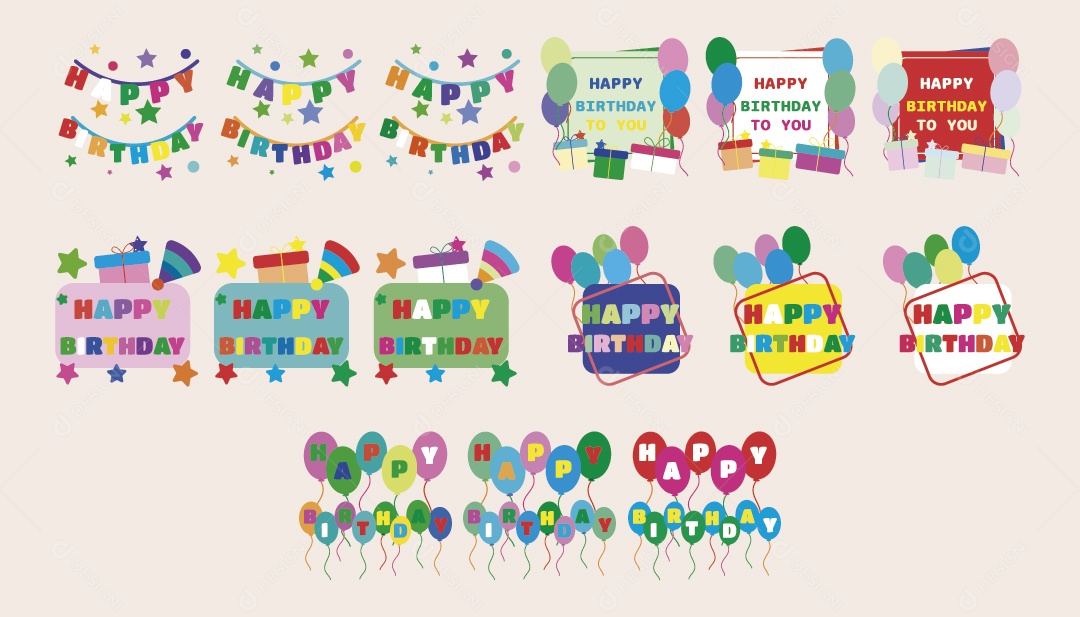 Conjunto de Ícones de Aniversario Ilustração Vetor EPS