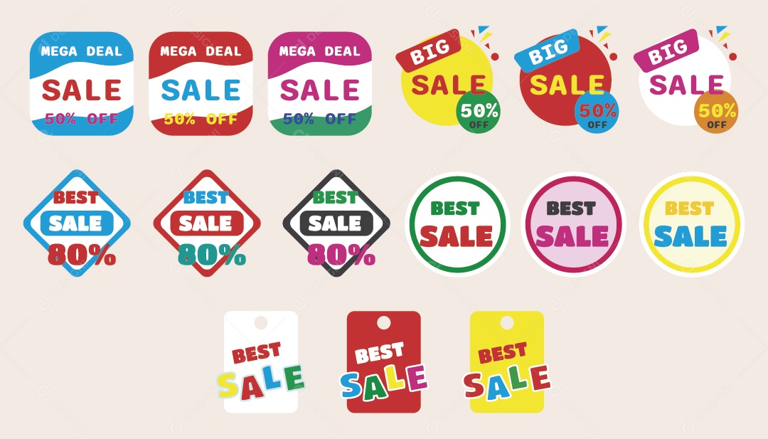 Conjunto de Ícones de Ofertas Ilustração Vetor EPS