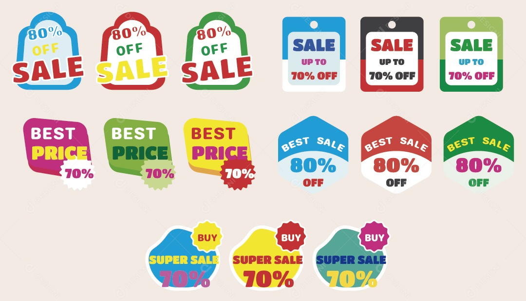 Conjunto de Ícones de Ofertas Ilustração Vetor EPS