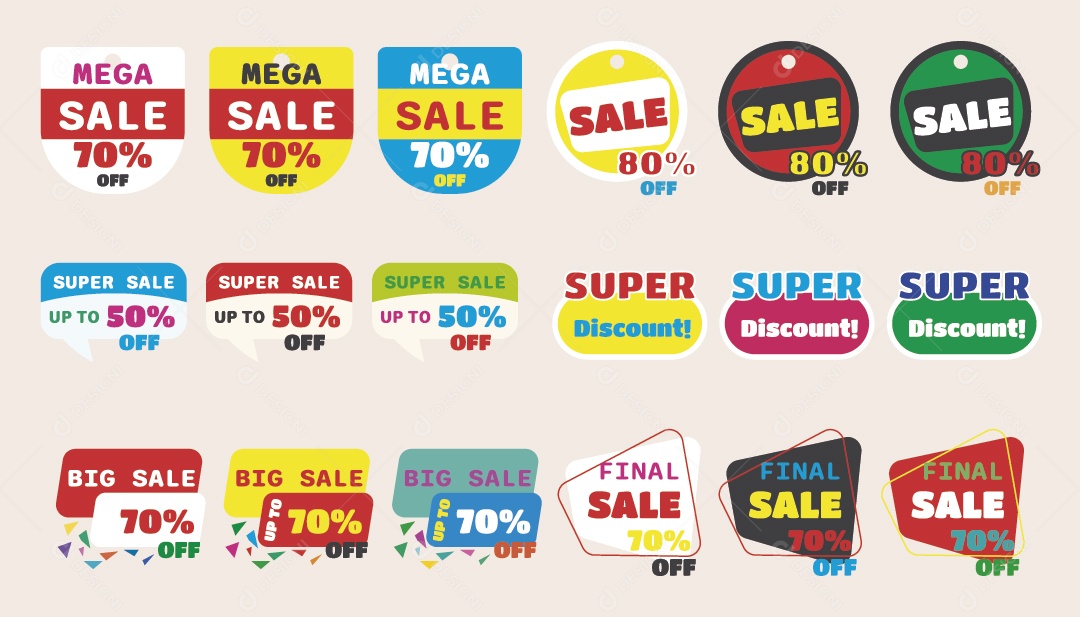 Conjunto de Ícones de Ofertas Ilustração Vetor EPS