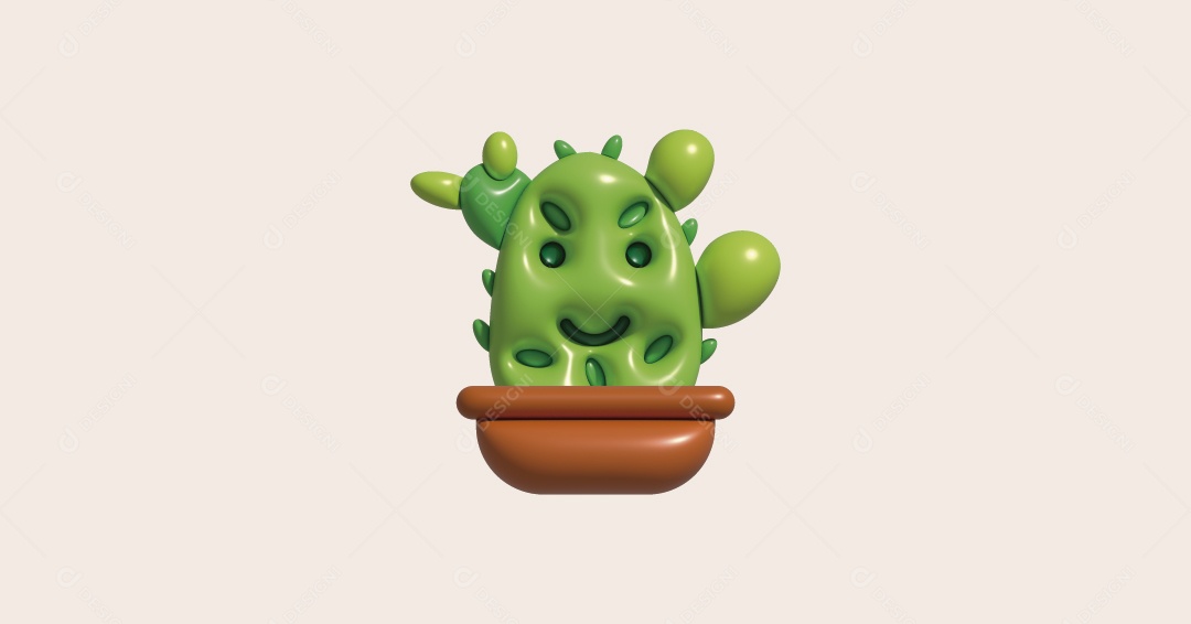 Cacto Ilustração 3D Vetor EPS