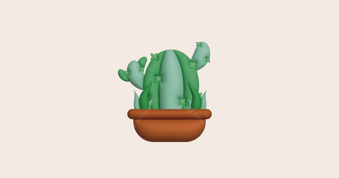 Cacto Ilustração 3D Vetor EPS
