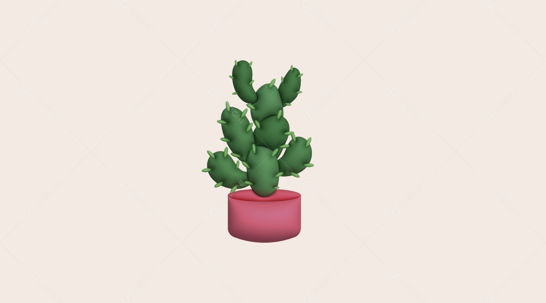 Cacto Ilustração 3D Vetor EPS