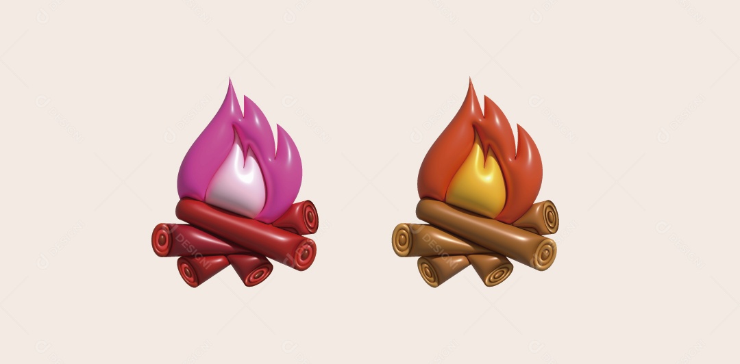 Fogueira de Acampamento Ilustração 3D Vetor EPS