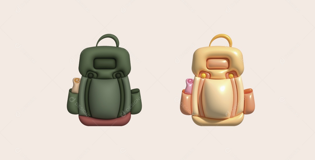 Mochila de Acampamento Ilustração 3D Vetor EPS