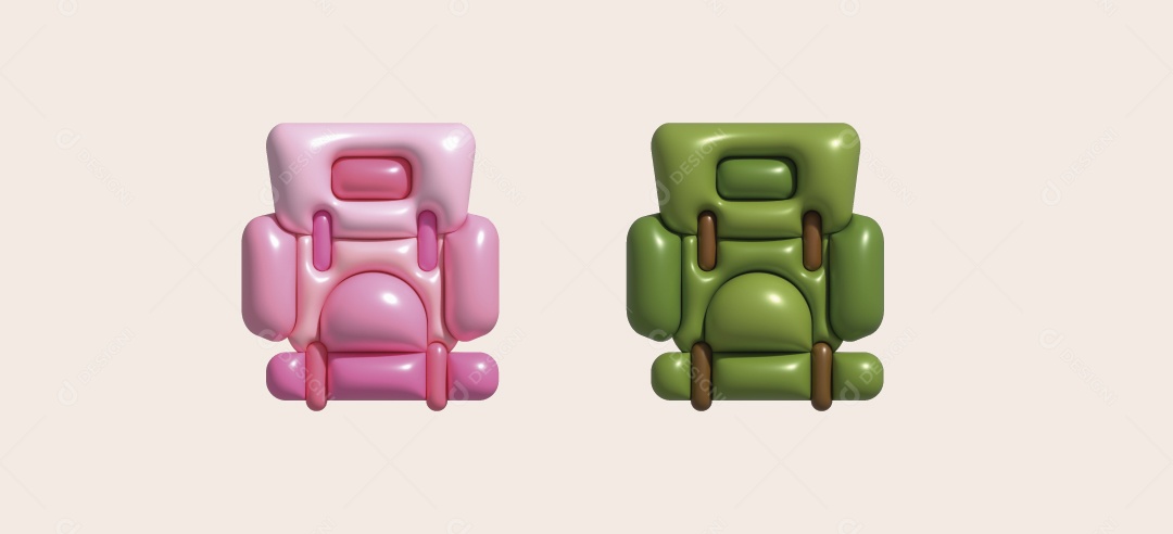 Mochila de Acampamento Ilustração 3D Vetor EPS