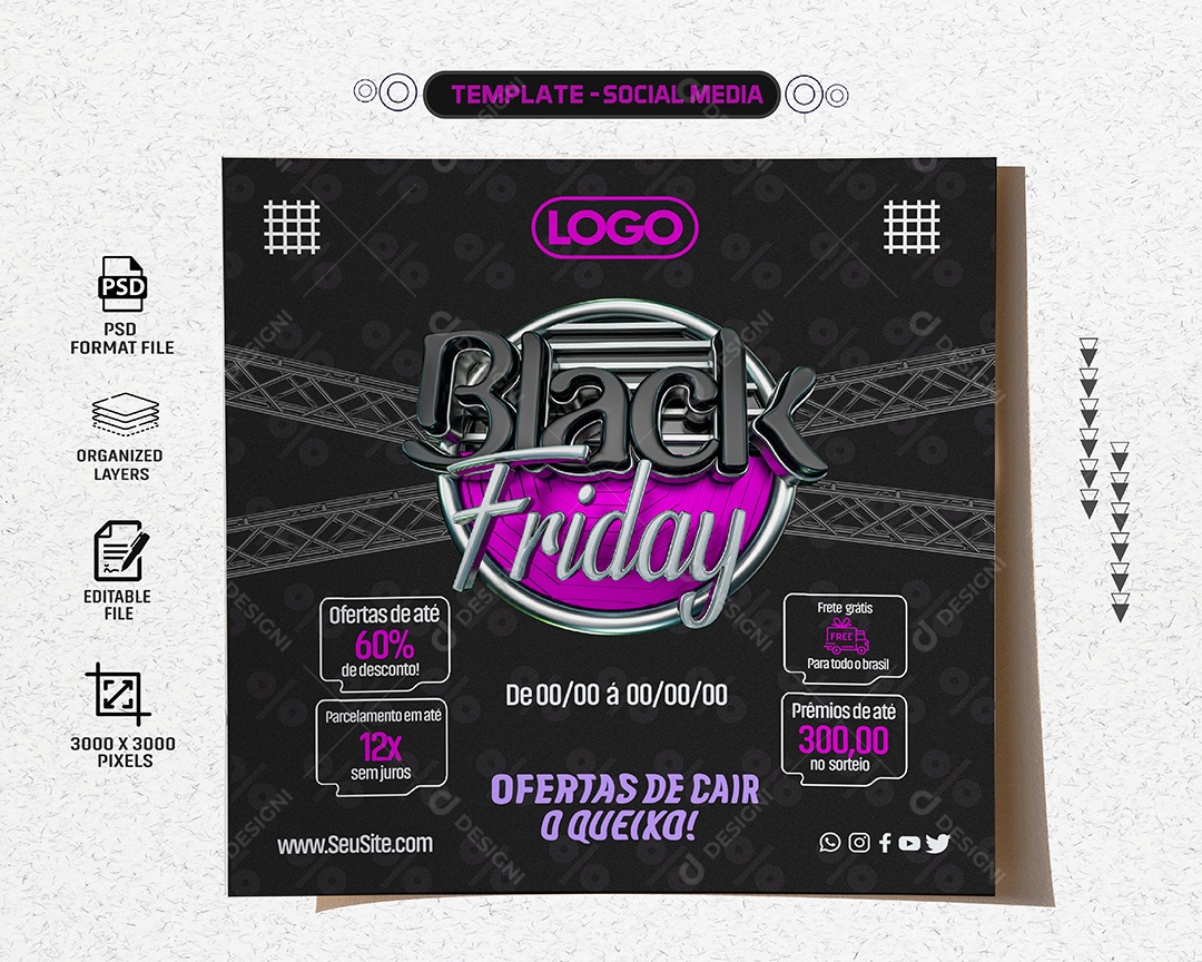 Feed Black Friday Ofertas De Cair o Queixo Social Media PSD Editável