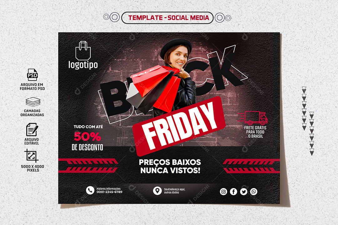 Social Media Feed Black Friday Preços Baixos PSD Editável