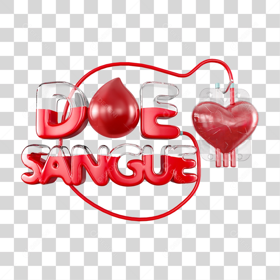 Selo 3D Doe Sangue para Composição PNG Transparente