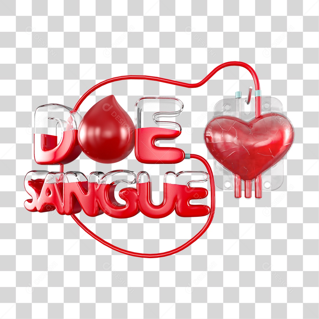 Selo 3D Doe Sangue para Composição PNG Transparente