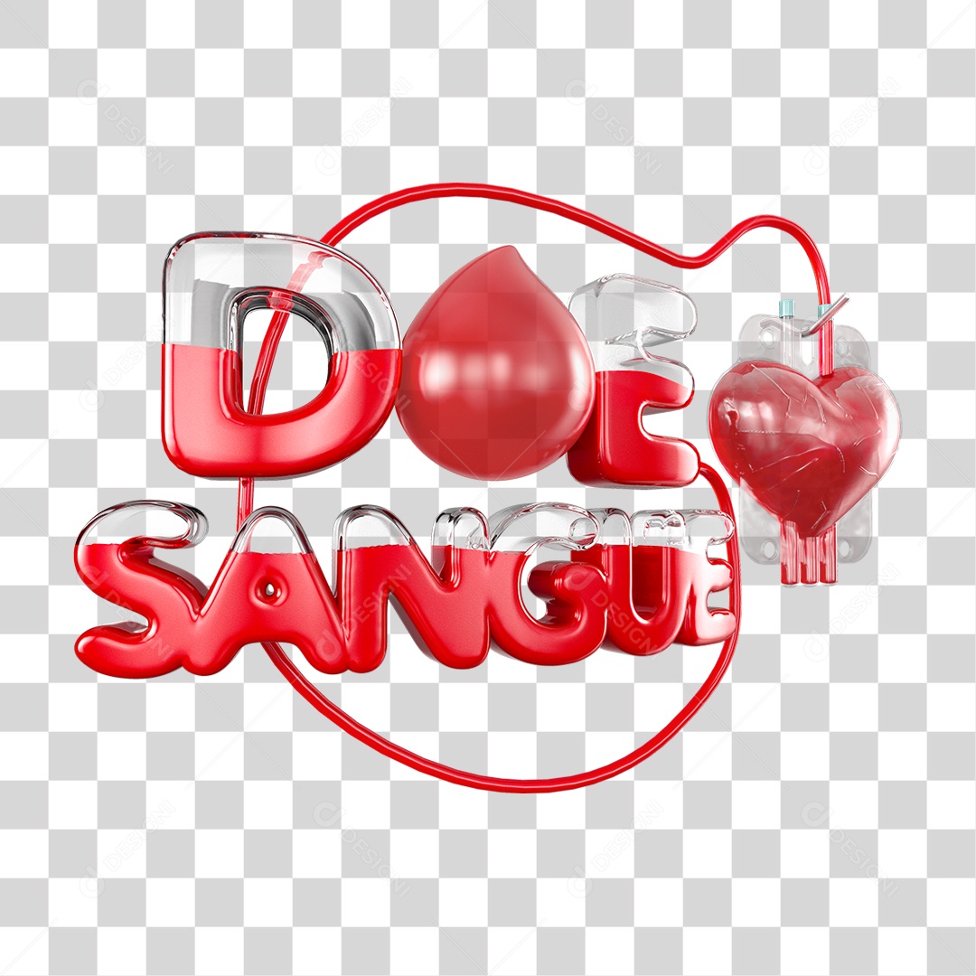 Selo 3D Doe Sangue para Composição PNG Transparente