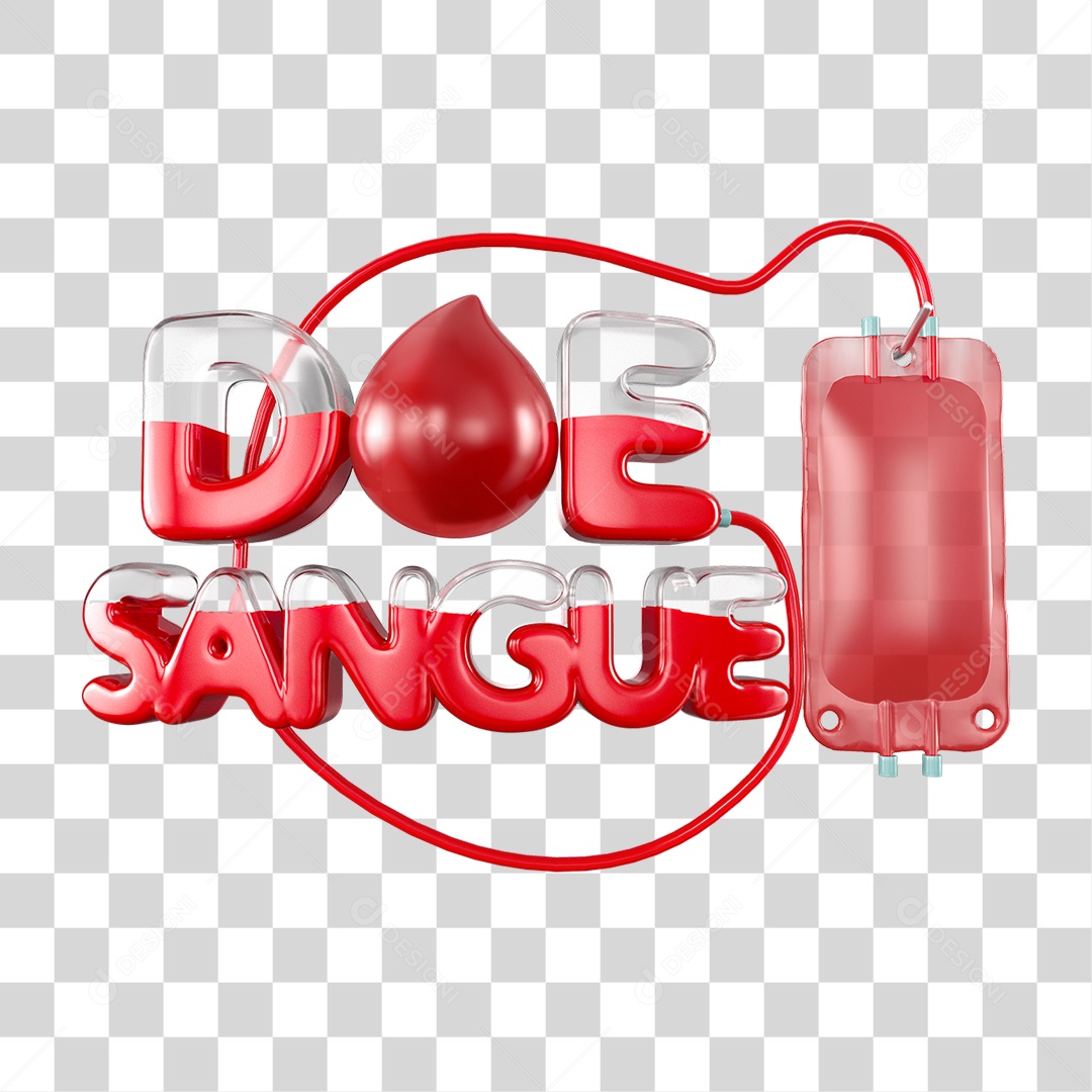 Selo 3D Doe Sangue para Composição PNG Transparente