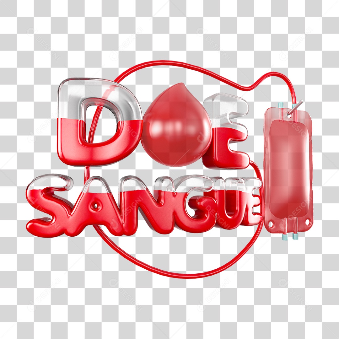 Selo 3D Doe Sangue para Composição PNG Transparente