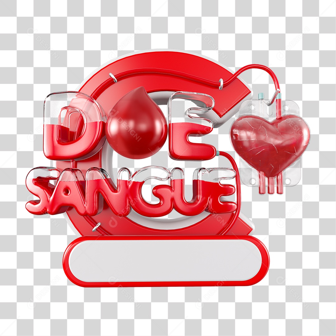 Selo 3D Doe Sangue para Composição PNG Transparente