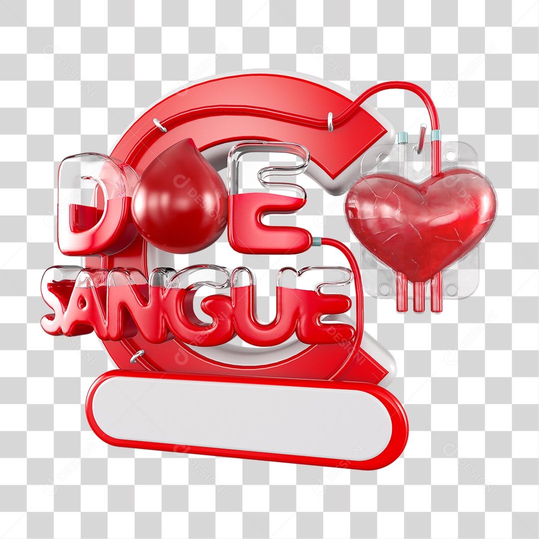 Selo 3D Doe Sangue para Composição PNG Transparente