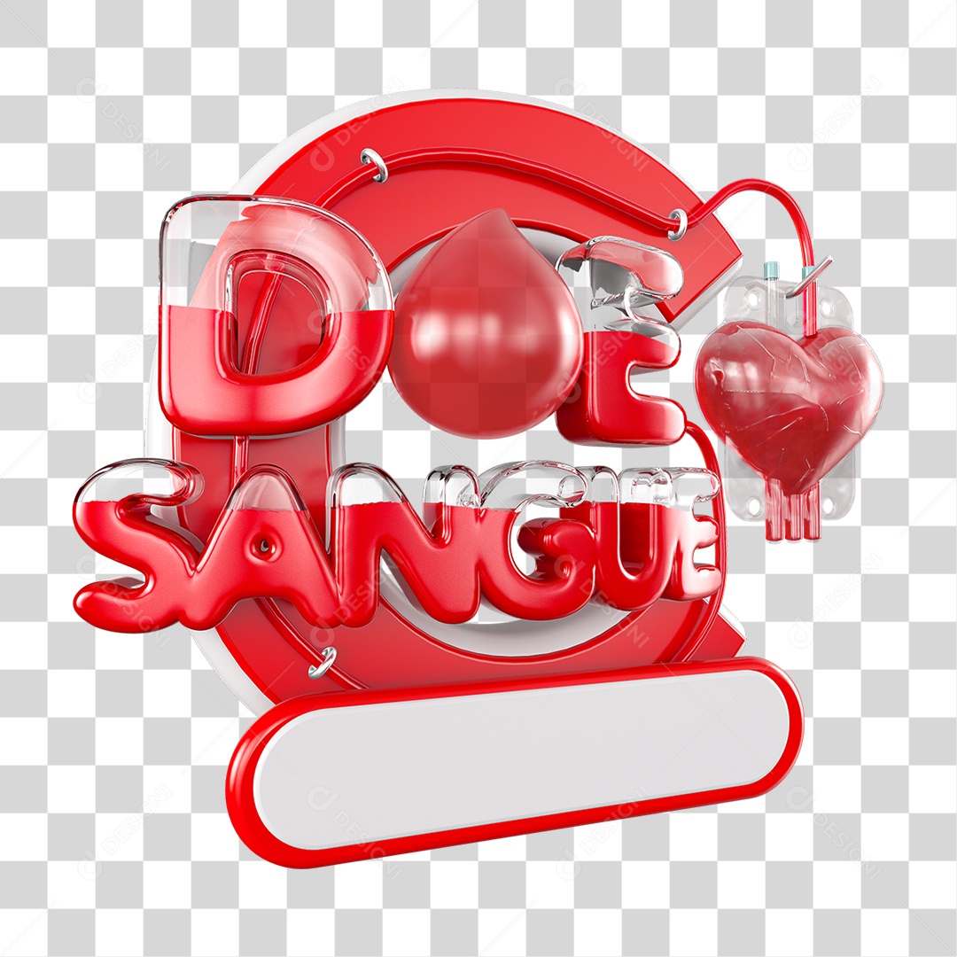 Selo 3D Doe Sangue para Composição PNG Transparente