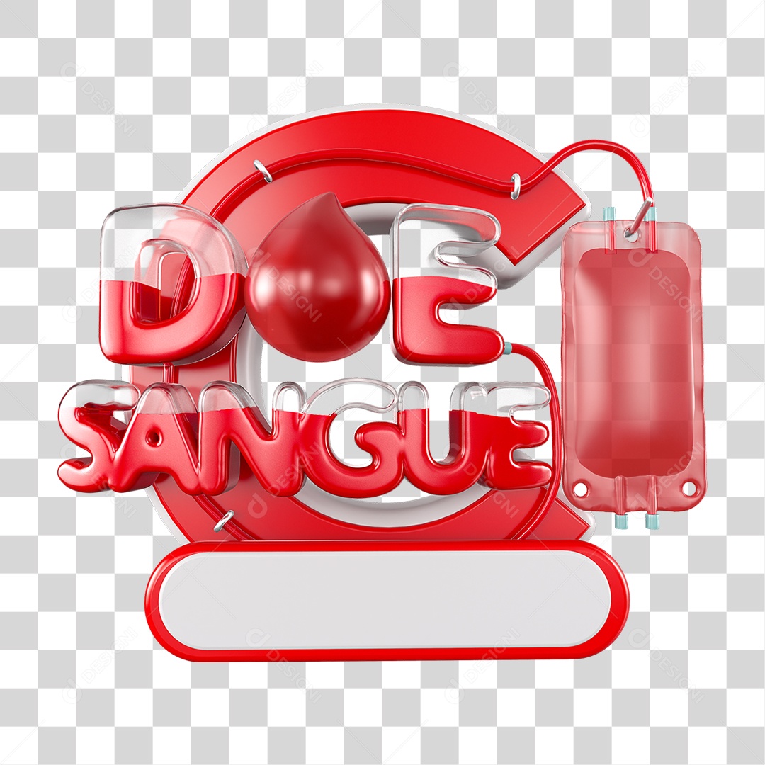 Selo 3D Doe Sangue para Composição PNG Transparente